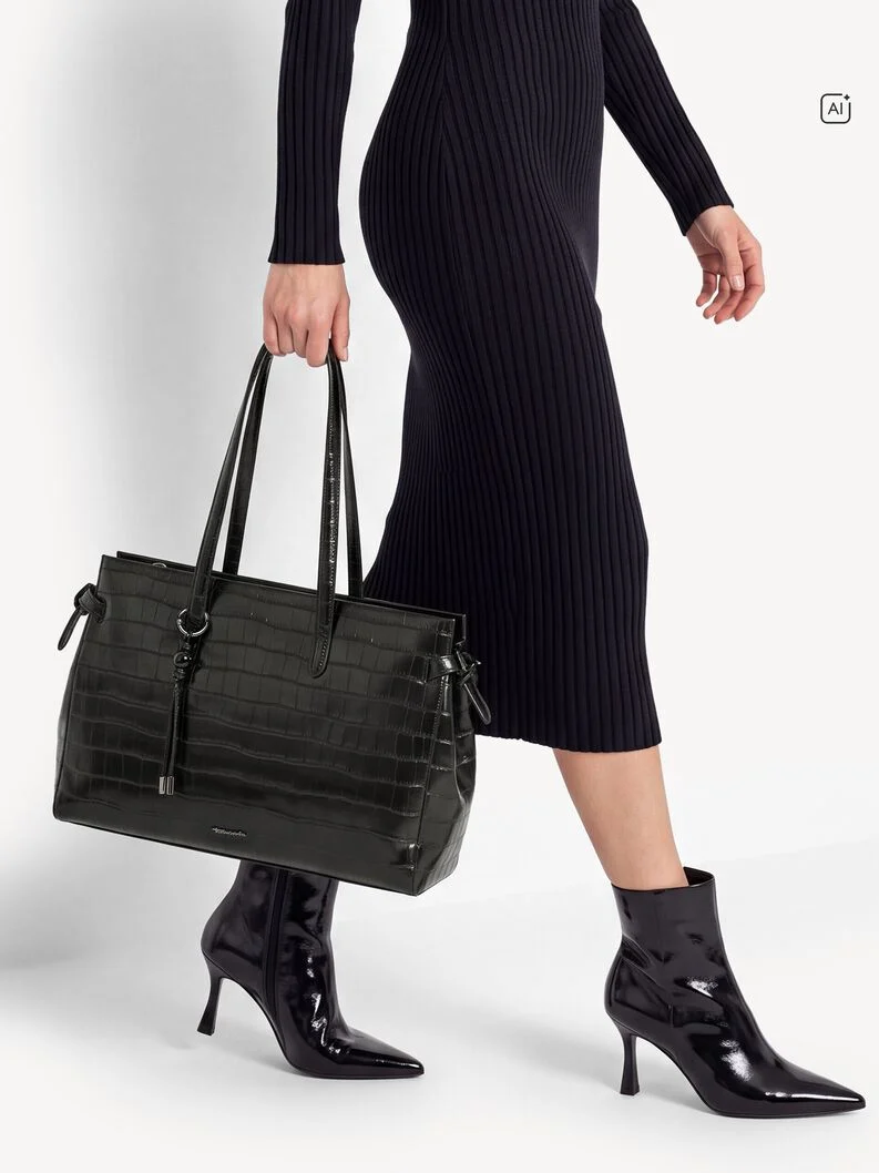 TAMARIS ΓΥΝΑΙΚΕΙΑ ΤΣΑΝΤΑ ΩΜΟΥ/SHOPPER ΚΡΟΚΟ ΜΑΥΡΟ-34856 - Image 2